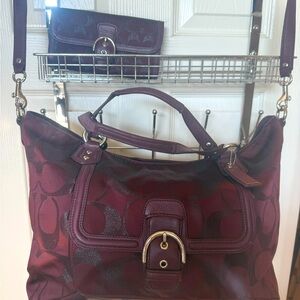 Coach purple purse and matching wallet